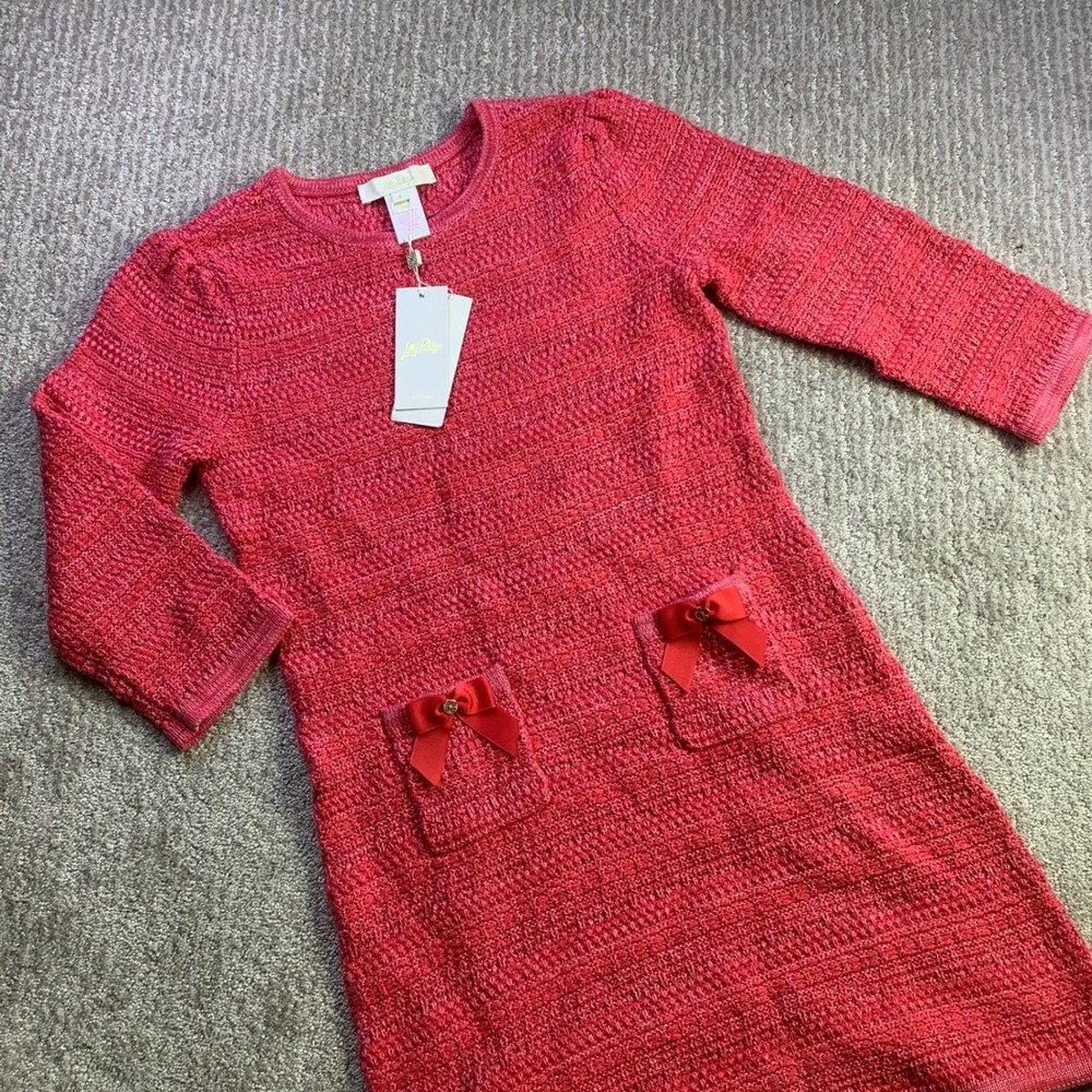 Lilly Pulitzer Rhysa Sweater Dress Cherry Red Metallic Size S NWT